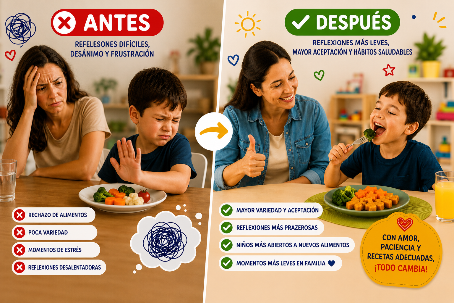 Antes y después — alimentación del niño